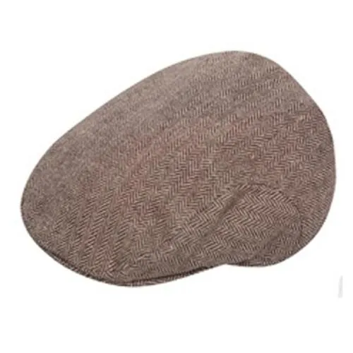 Mens Herringbone Tweed Flat Cap