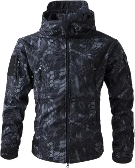 Men's Military Tactical Jackets Camo Hooded Softshell Jacket Outdoor Hunting Hiking Coat Winter Waterproof Windbreaker