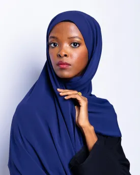 Navy Blue Ribbed Chiffon Hijab