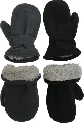 N'Ice Caps Baby Toddler Mittens Kids 2 Pairs Fleece Gloves Winter Warm Sherpa Lined
