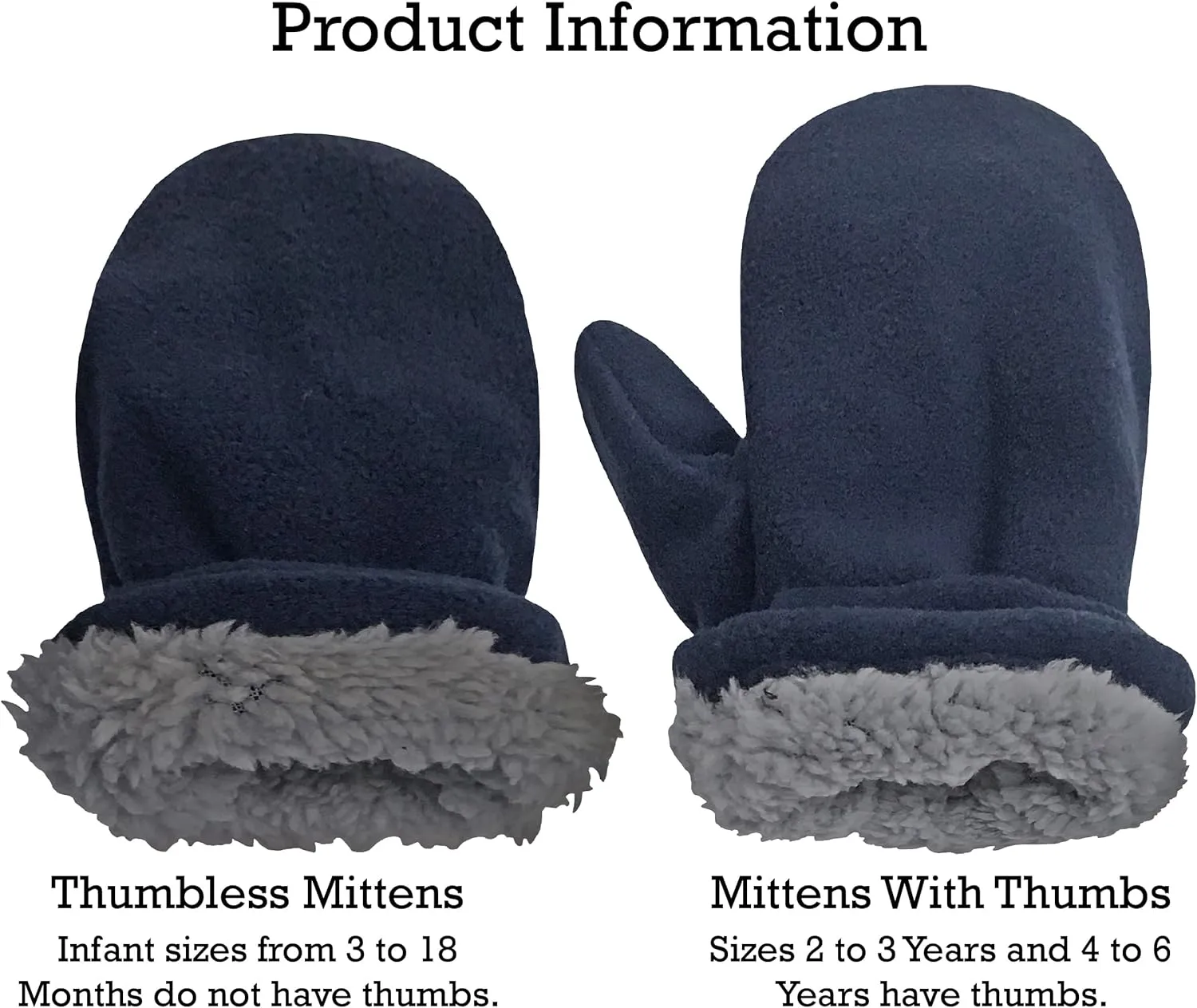 N'Ice Caps Baby Toddler Mittens Kids 2 Pairs Fleece Gloves Winter Warm Sherpa Lined