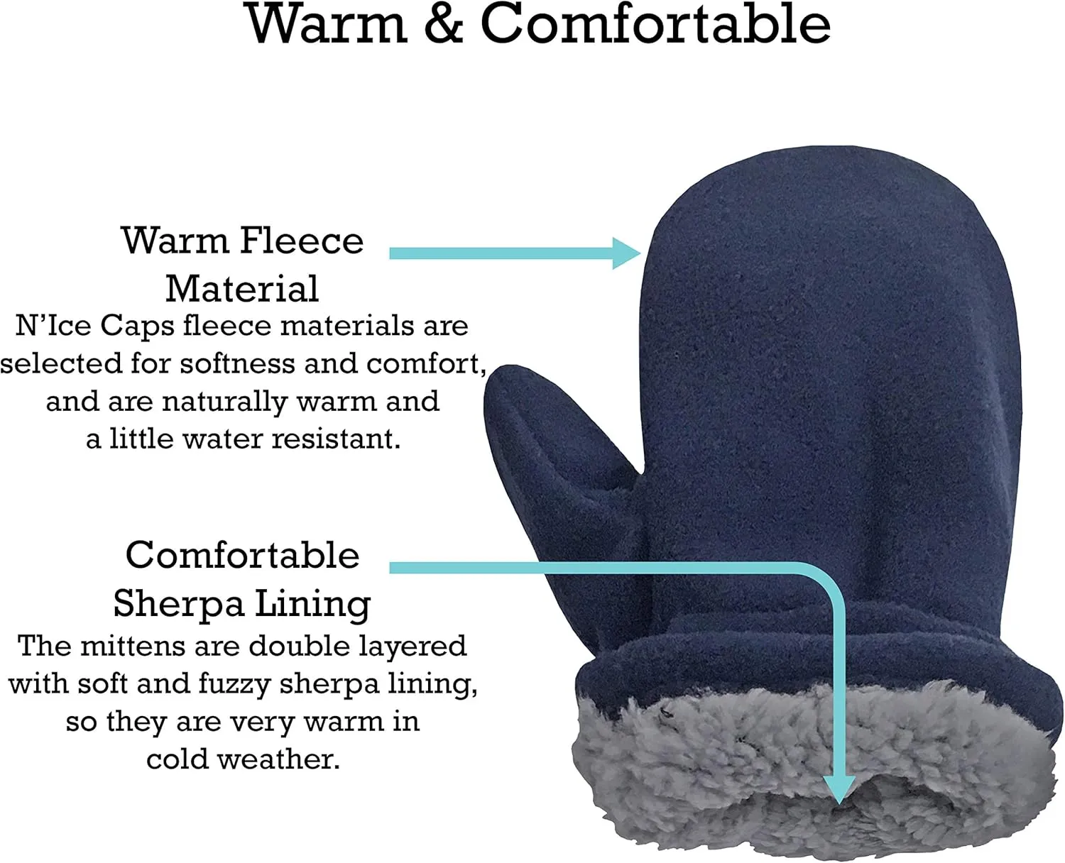 N'Ice Caps Baby Toddler Mittens Kids 2 Pairs Fleece Gloves Winter Warm Sherpa Lined
