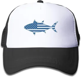 OASCUVER Kid Printing Sharks Flag Hat Toddler Mesh Trucker Boys Girls Adjustable Snapback Baseball Cap