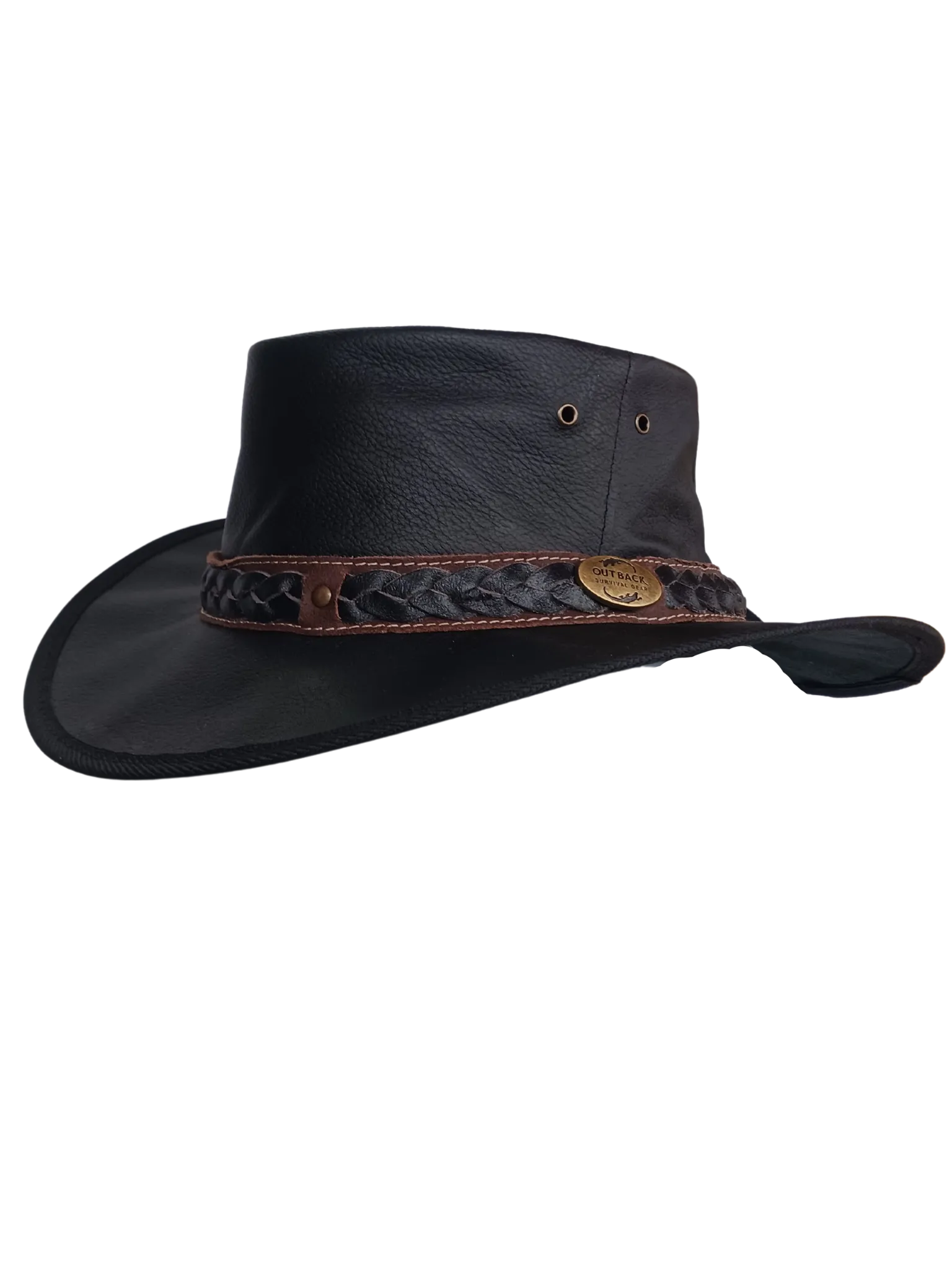 OUTBACK SURVIVAL GEAR - KANGAROO LEATHER HATS - BLACK K1113