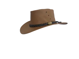 OUTBACK SURVIVAL GEAR - KANGAROO LEATHER HATS - MUSHROOM-K1005