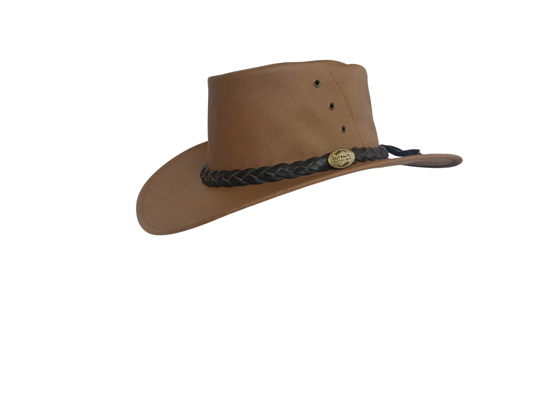 OUTBACK SURVIVAL GEAR - KANGAROO LEATHER HATS - MUSHROOM-K1005