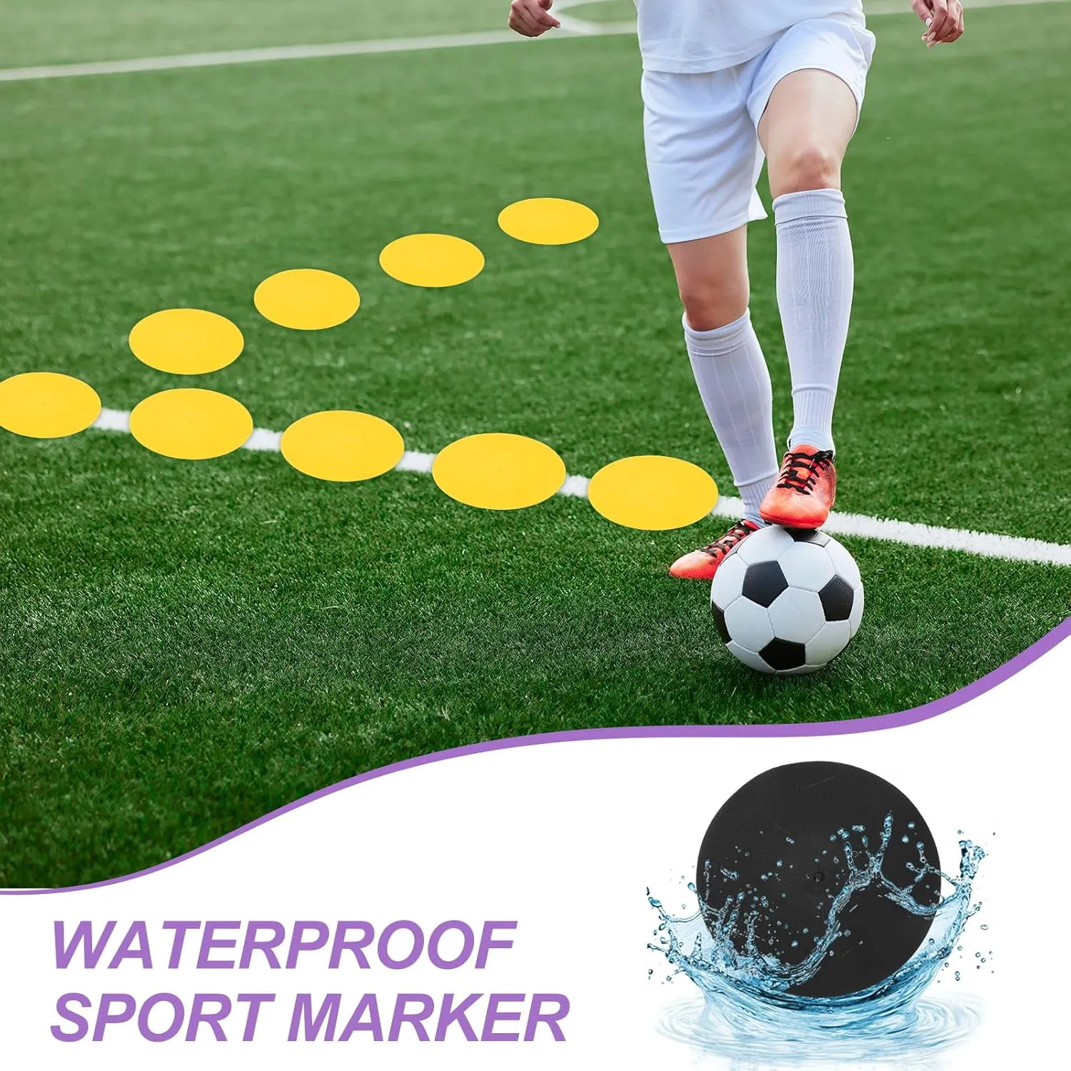 PATIKIL Spot Markers Non-Slip Floor Dots Agility Markers Flat Field Cones Poly Dots for Gym PE Speed Training Dance Soccer Basketball Sports