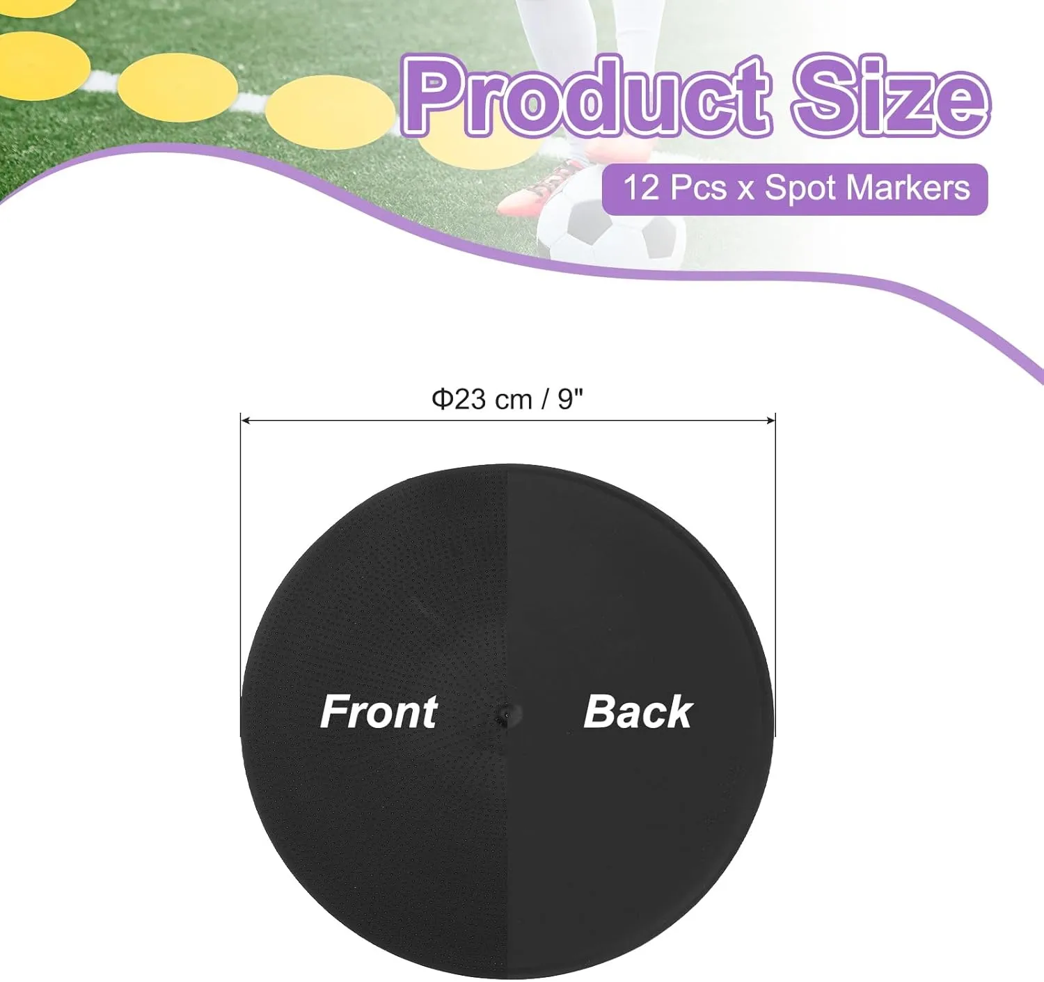PATIKIL Spot Markers Non-Slip Floor Dots Agility Markers Flat Field Cones Poly Dots for Gym PE Speed Training Dance Soccer Basketball Sports