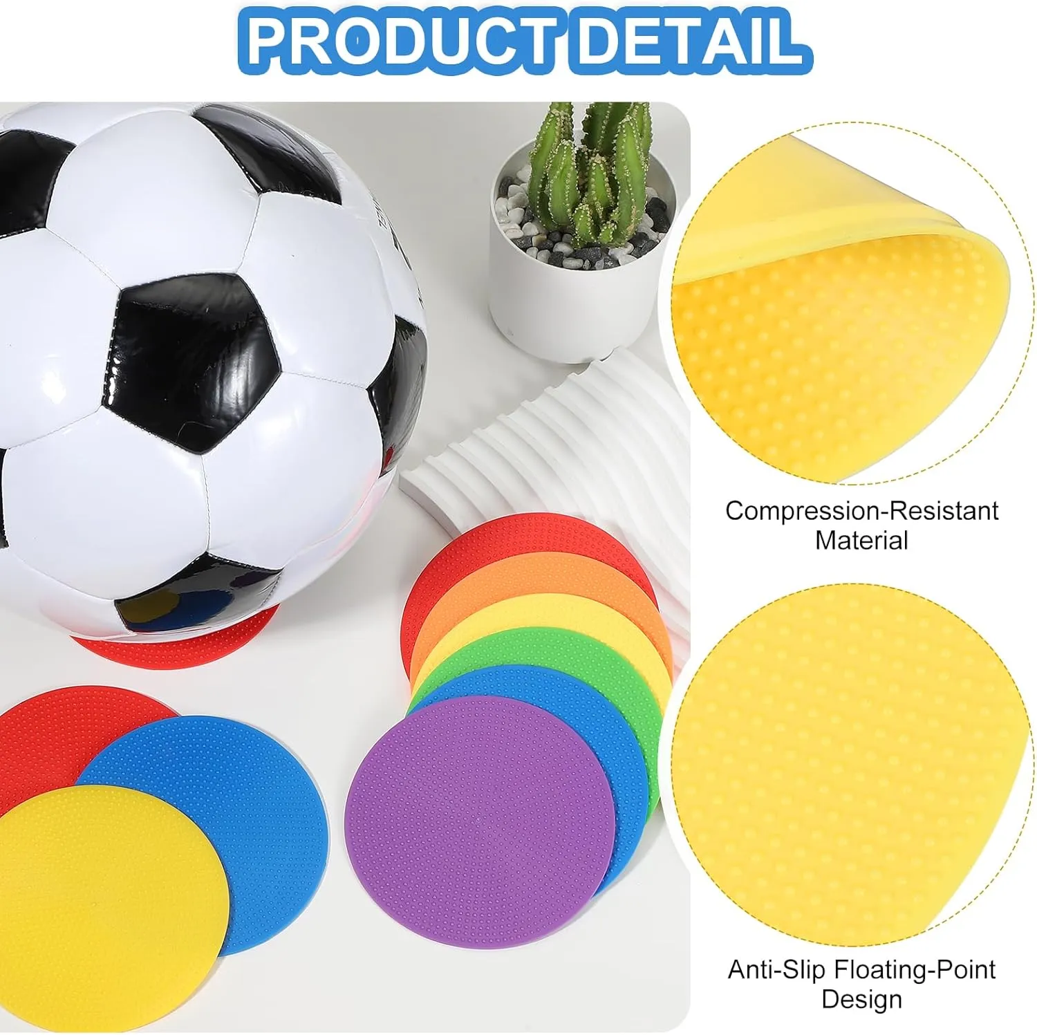 PATIKIL Spot Markers, Non-Slip Floor Dots Agility Markers Flat Field Cones Poly Dots