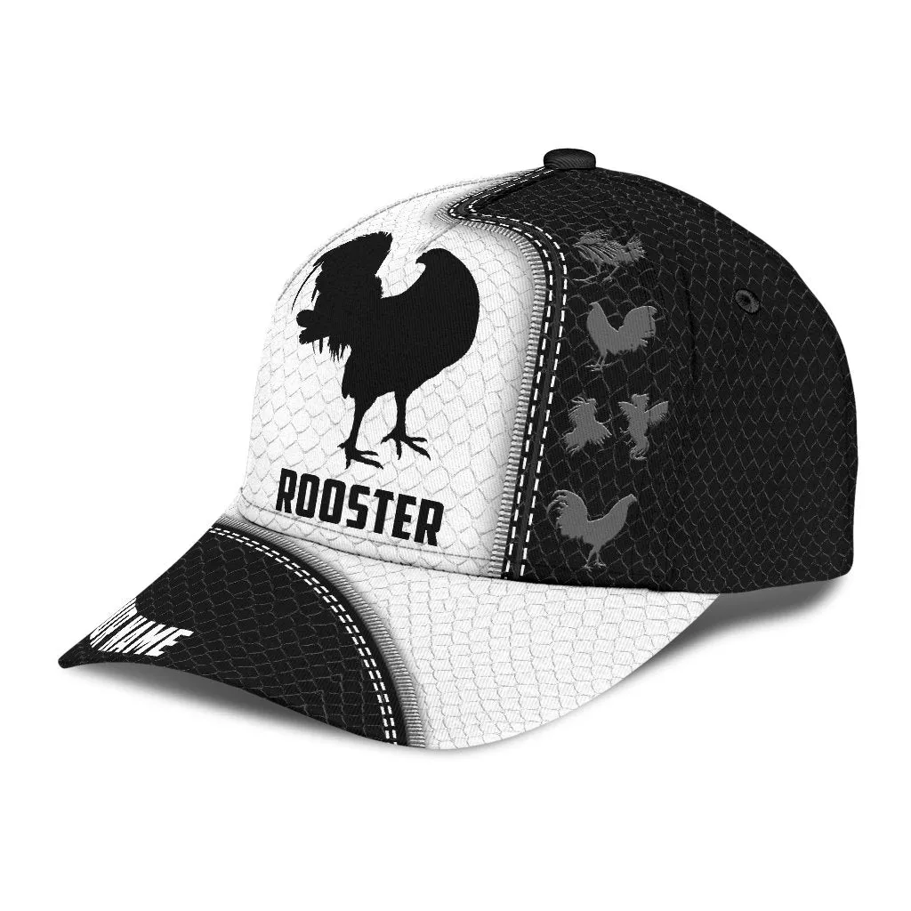 Premium Personalized Rooster Printed Baseball Cap Hat, Chicken Cap Hat