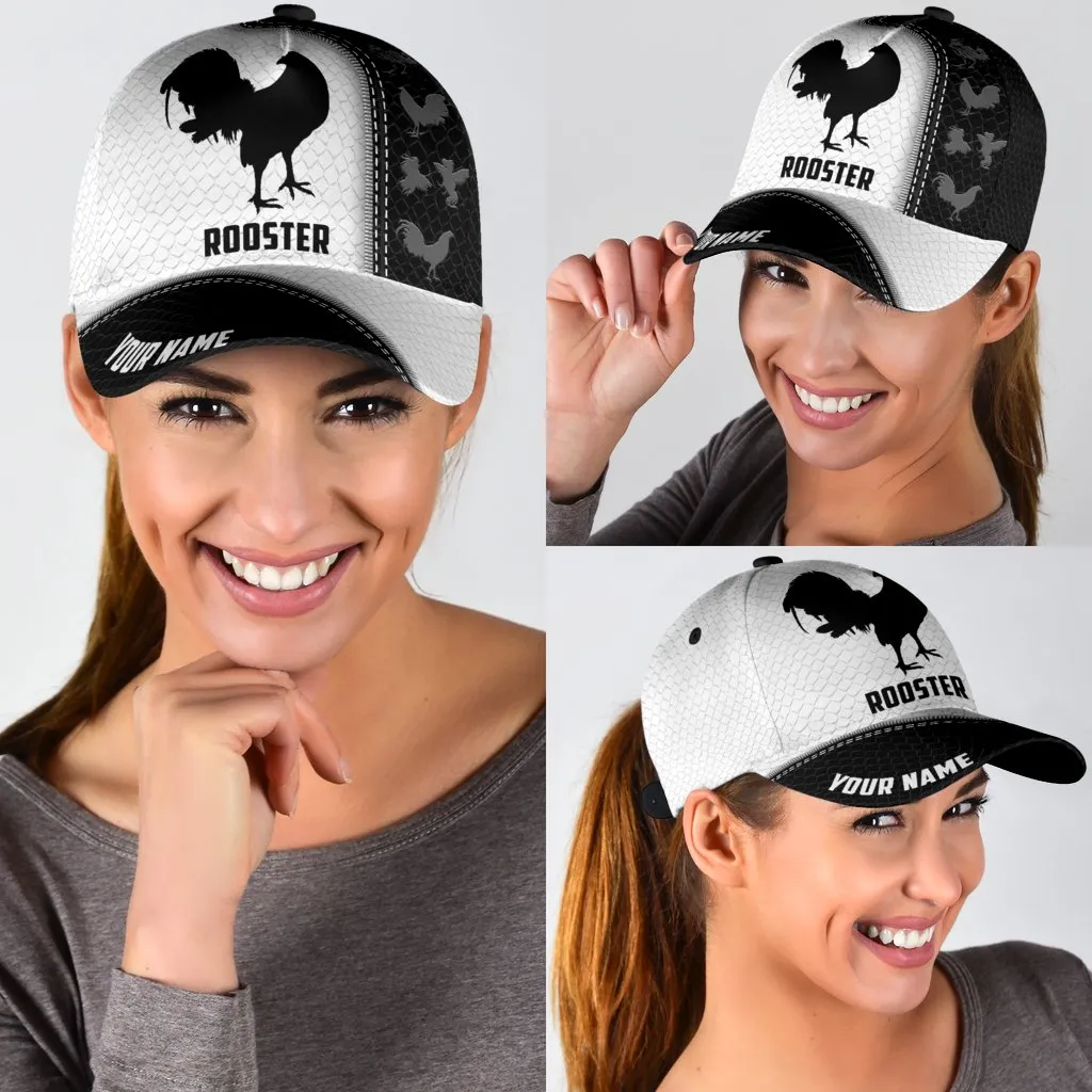 Premium Personalized Rooster Printed Baseball Cap Hat, Chicken Cap Hat