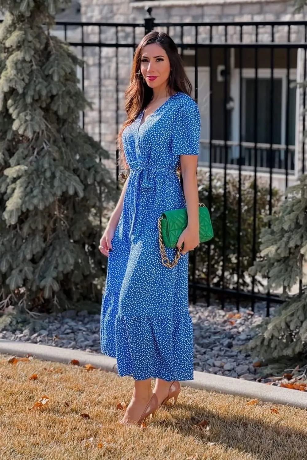 PRETTYGARDEN Women's Summer Floral Boho Maxi Dress Wrap Short Sleeve V Neck Ruffle A-Line Flowy Wedding Guest Long Dresses
