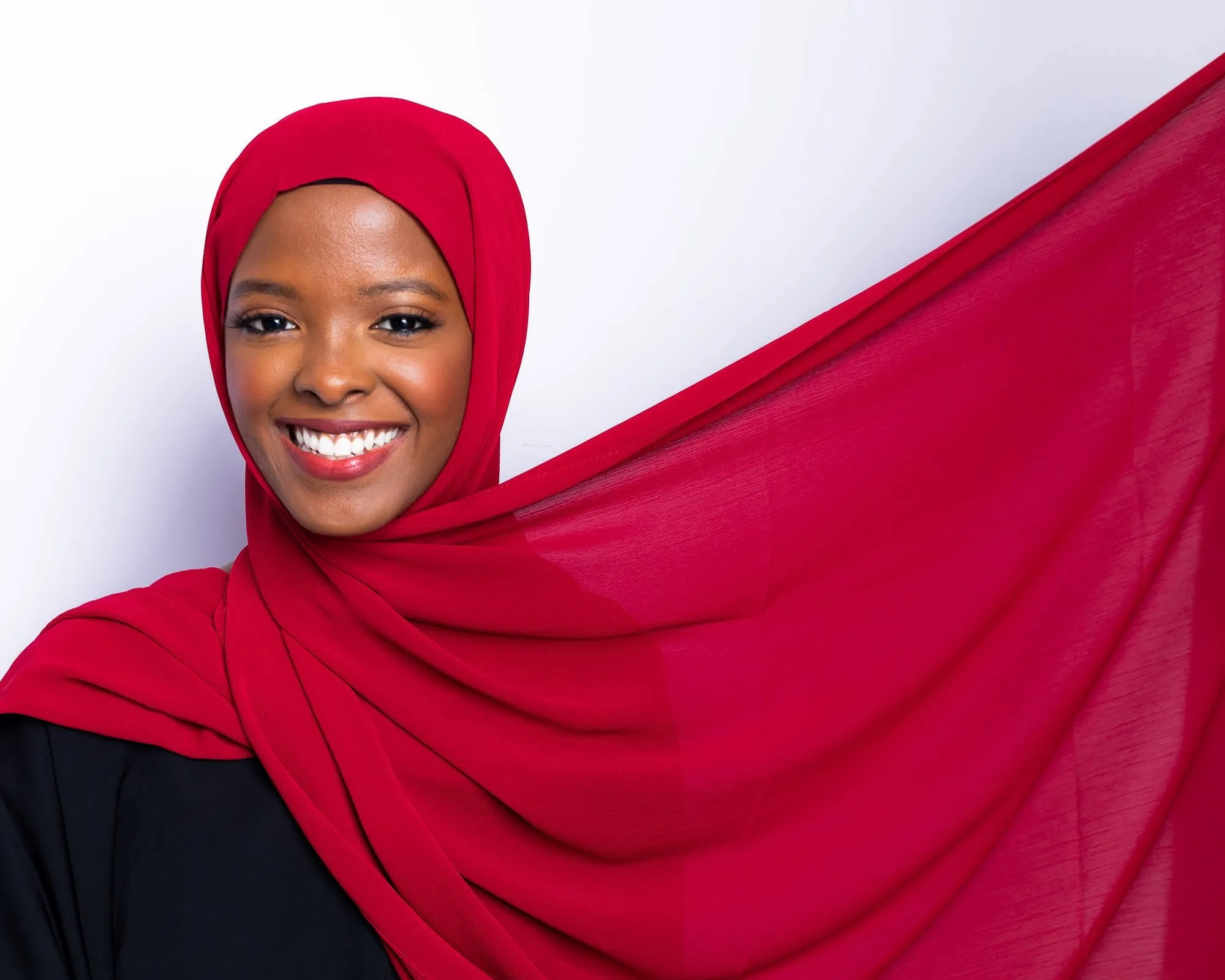 Red Ribbed Chiffon Hijab