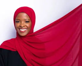 Red Ribbed Chiffon Hijab