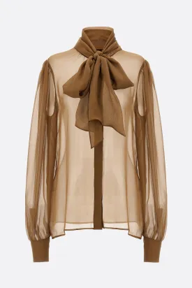 Silk Chiffon Blouse with Lavallière