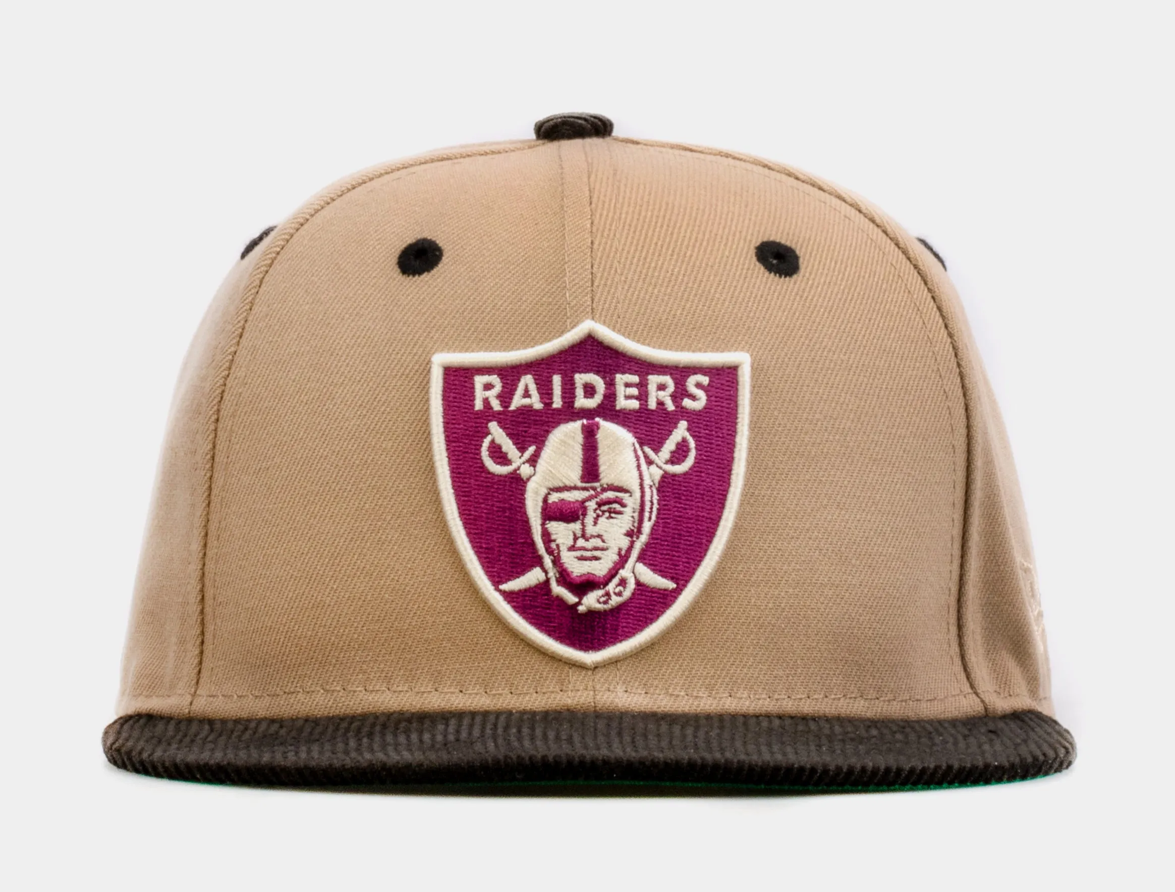 SP Exclusive Desert Sky Las Vegas Raiders 59Fifty Mens Fitted Hat (Beige/Black)