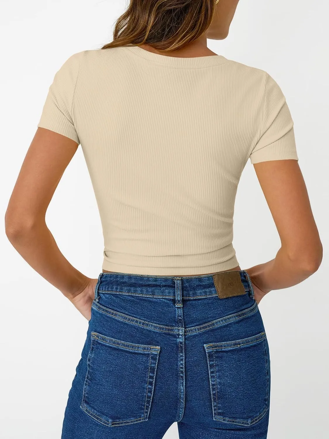SUNBS 3 Pack Womens Short Sleeve Shirts Ribbed Knit Slim Fitted T-Shirt Summer Basic Tee 2025 Tops