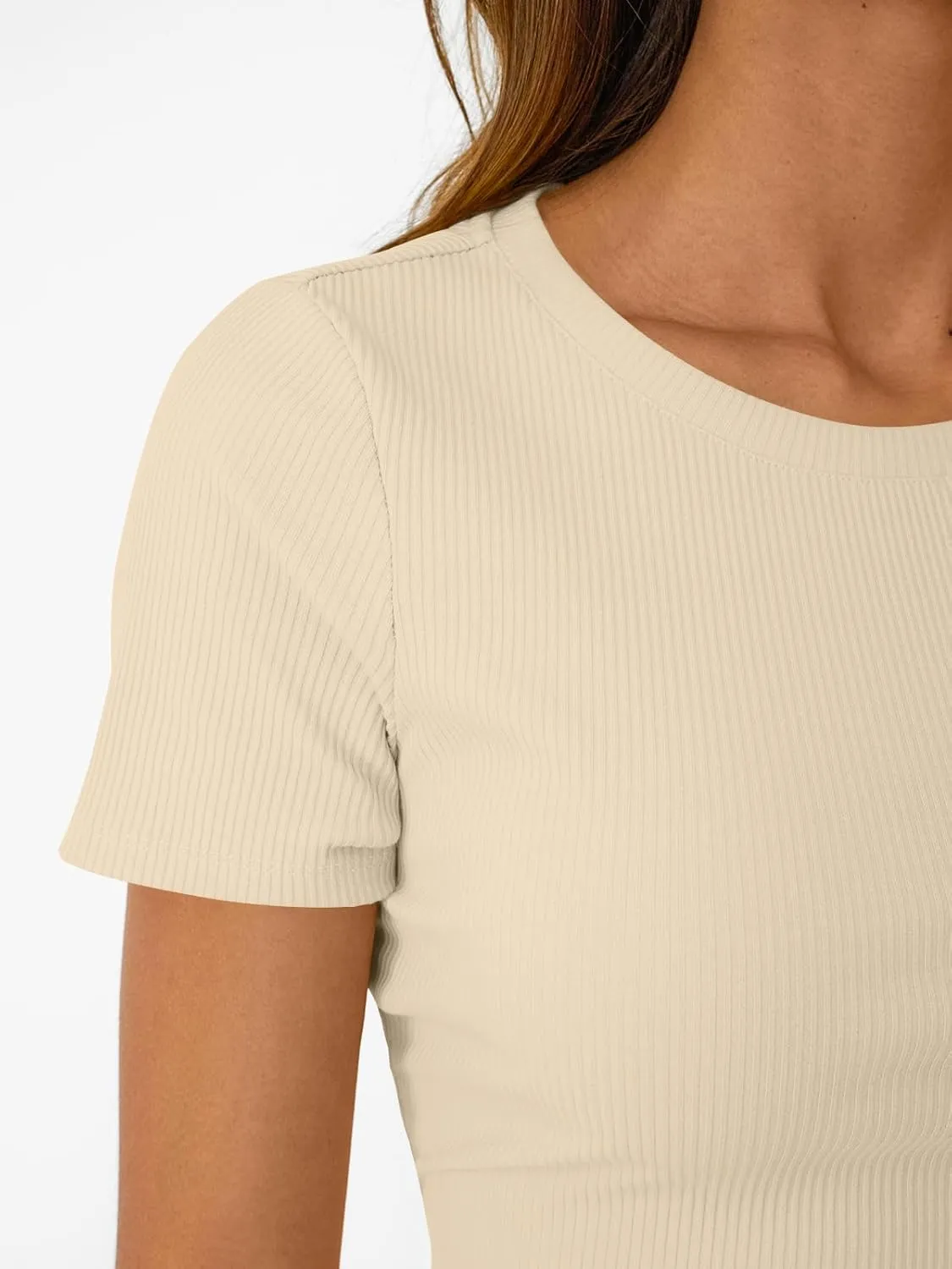 SUNBS 3 Pack Womens Short Sleeve Shirts Ribbed Knit Slim Fitted T-Shirt Summer Basic Tee 2025 Tops