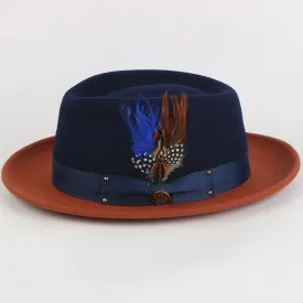 The Broadway Fedora | Felt Hat | Navy and Rust