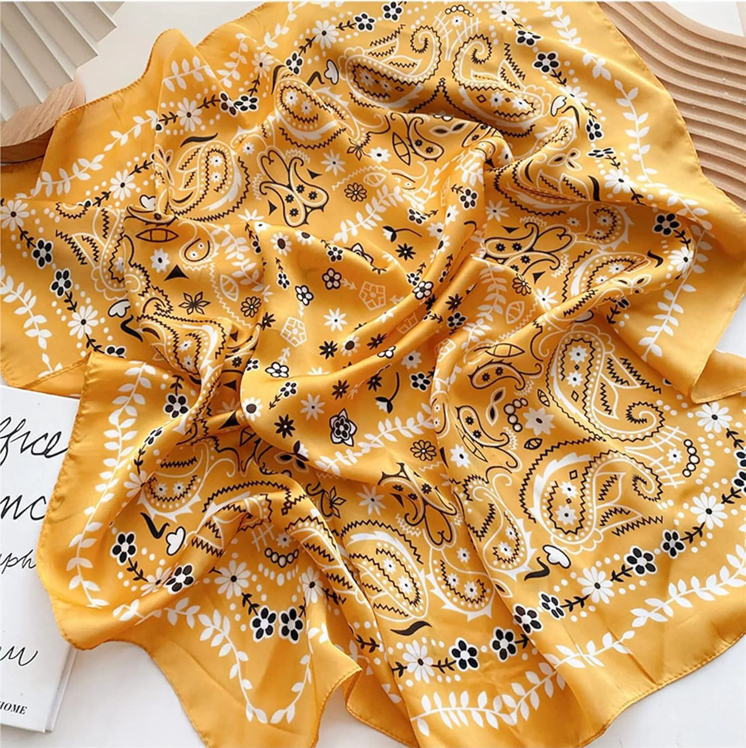 WENLOOY Square Satin Silk Feeling Hair Scarf Headscarf for Women/Men's Necktie Silk Bandanas Pocket Square