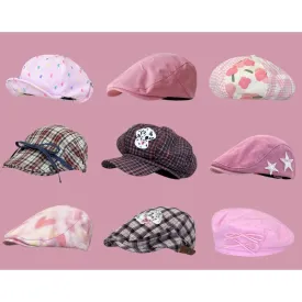 Wholesale Hot Girl Pink American Retro Cowboy Forward Cap Beret Peaked Cap