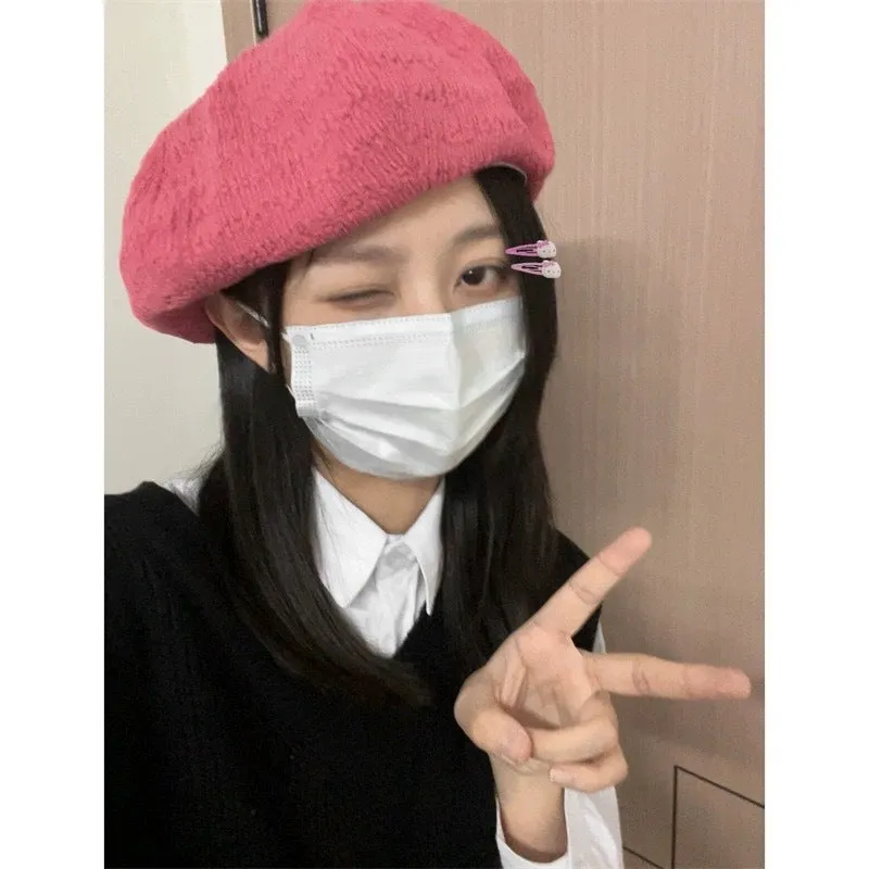 Wholesale Hot Girl Pink American Retro Cowboy Forward Cap Beret Peaked Cap