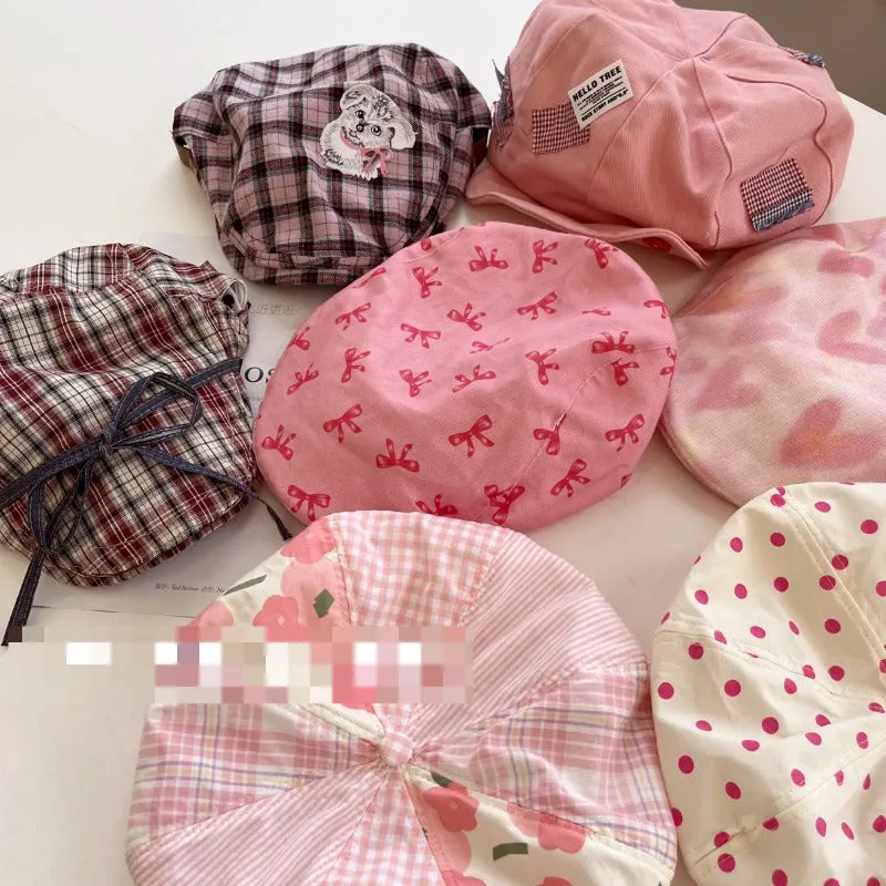 Wholesale Hot Girl Pink American Retro Cowboy Forward Cap Beret Peaked Cap