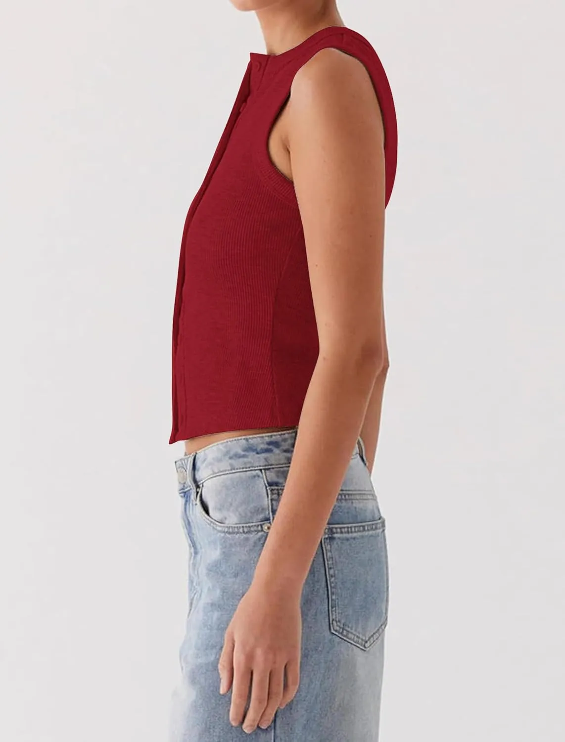 Womens Going Out Tops Summer Spring Ribbed Tank Sexy Crop Cute Y2K Button Down T Shirts Fashion Clothes 2025