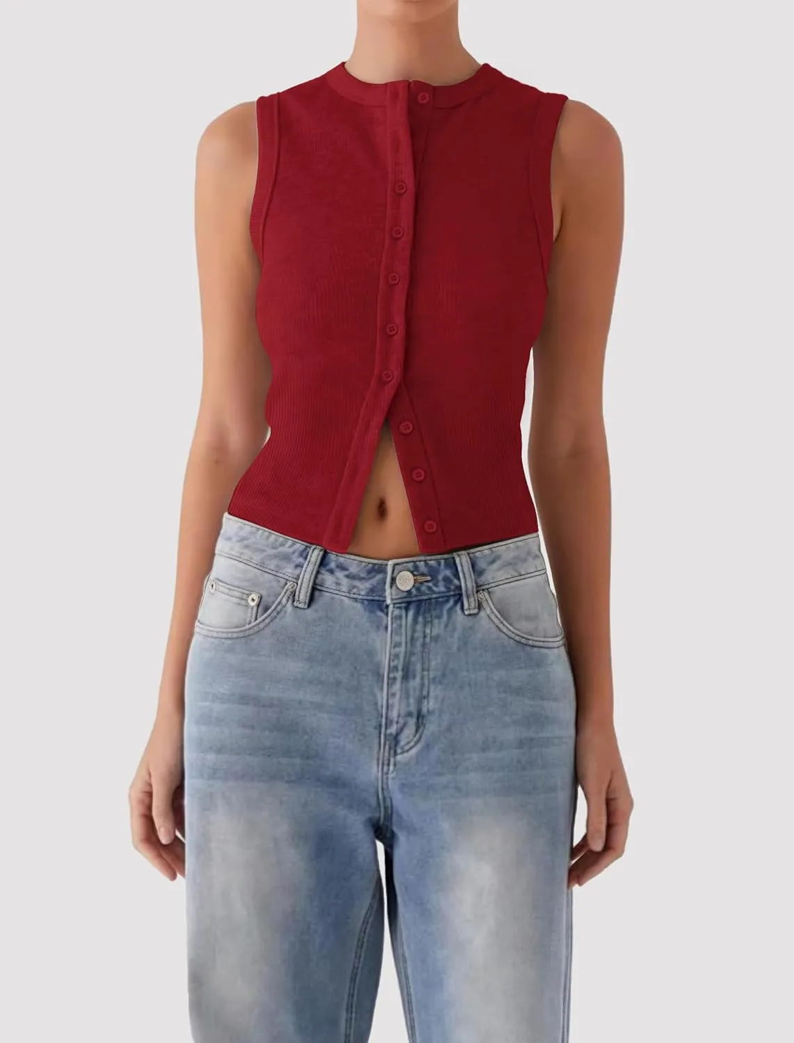 Womens Going Out Tops Summer Spring Ribbed Tank Sexy Crop Cute Y2K Button Down T Shirts Fashion Clothes 2025