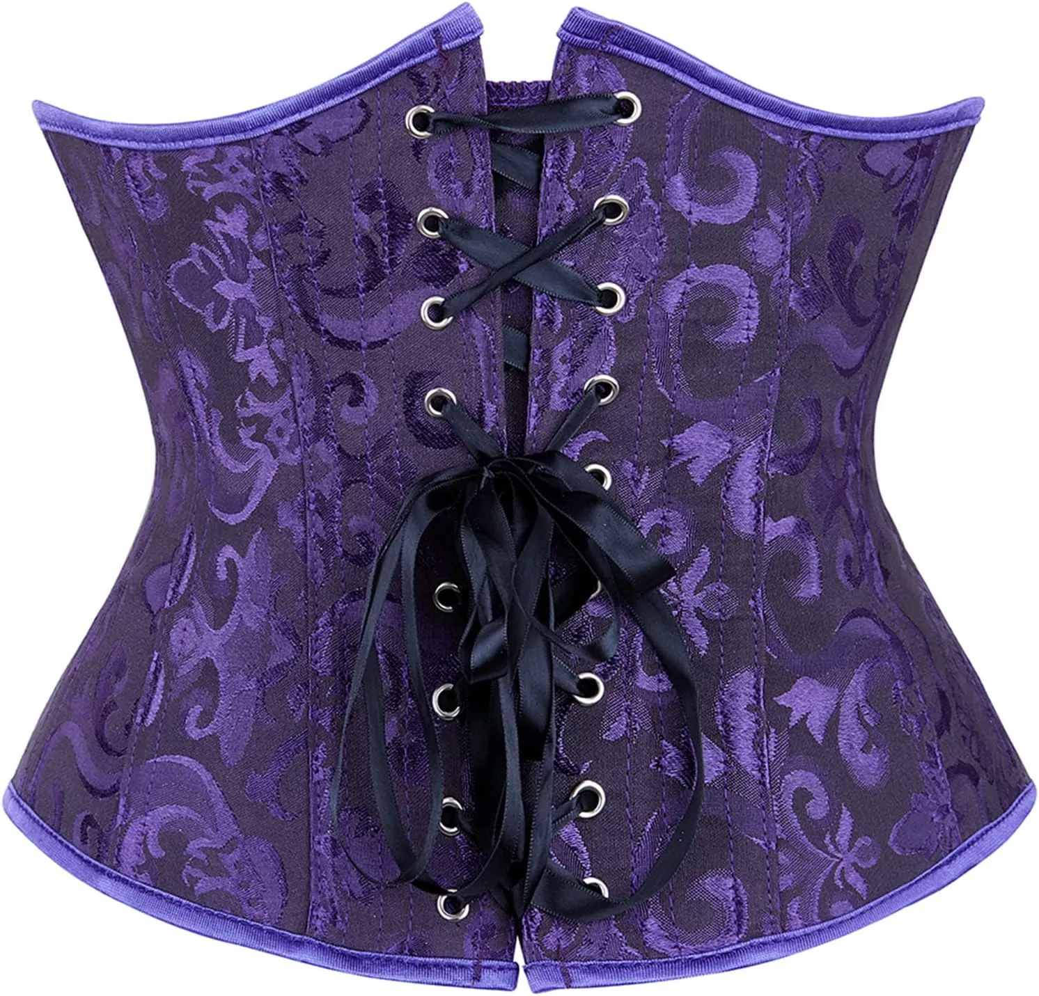 Zhitunemi Women's Lace Up Boned Jacquard Brocade Waist Training Underbust Corset