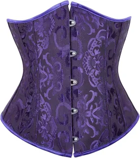 Zhitunemi Women's Lace Up Boned Jacquard Brocade Waist Training Underbust Corset